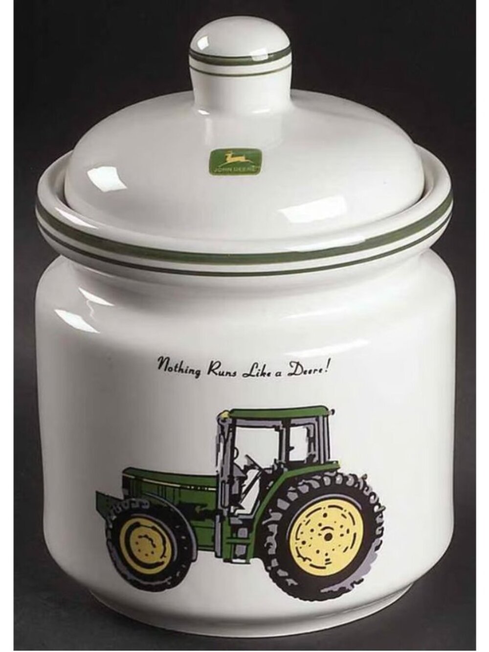 John Deere Large Ceramic Canister With Tractor Design & Lid